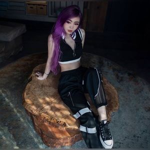 Lychee the Label Caviar Black Reflective Strap Mesh Oversized Fit Jogger